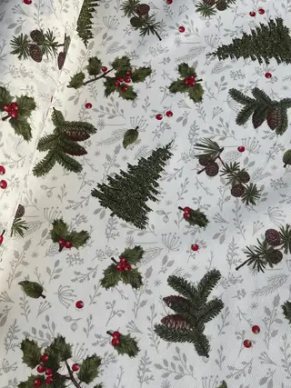 Mantel de Navidad de hule resinado, estampado Abetos Navidad