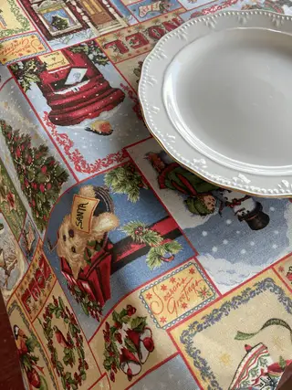 Mantel de Navidad de hule resinado, estampado Estampas Noel