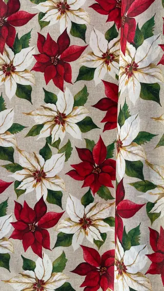Mantel de Navidad de hule resinado, estampado Flor Pascua Roja y Blanca