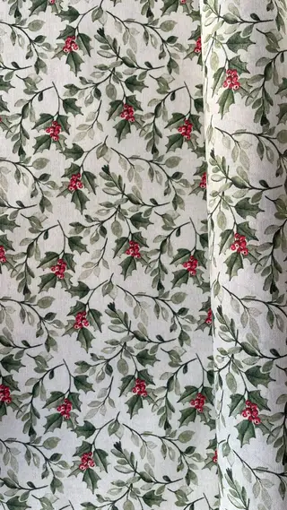 Mantel de Navidad de hule resinado, estampado Holly Christmas